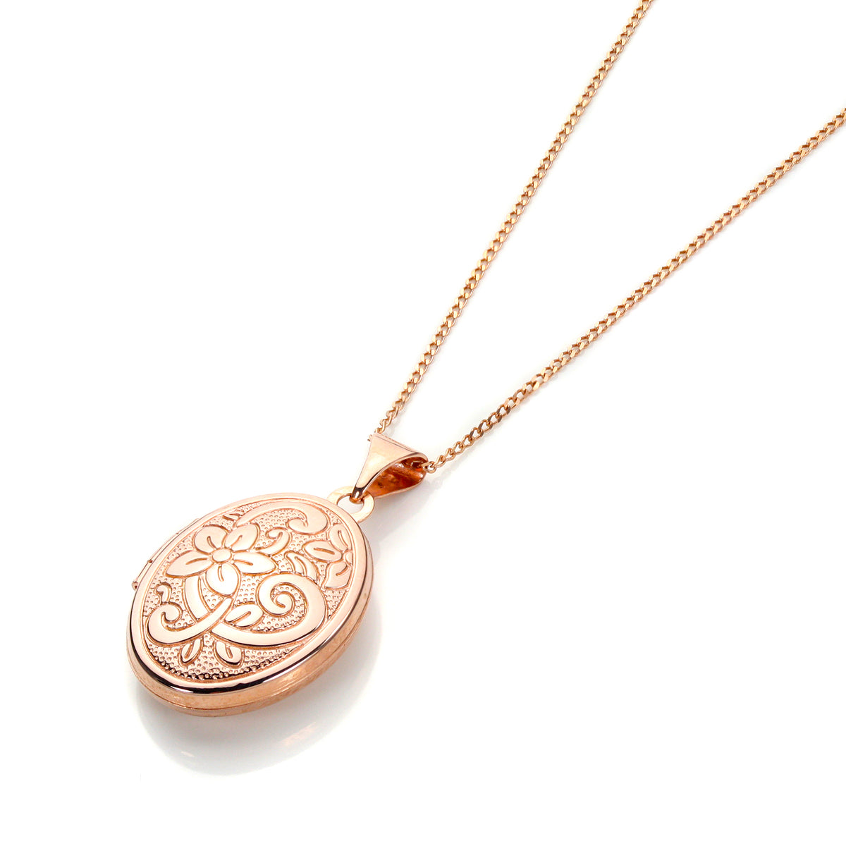 9 Karat Roségold Medaillon mit Blumengravur