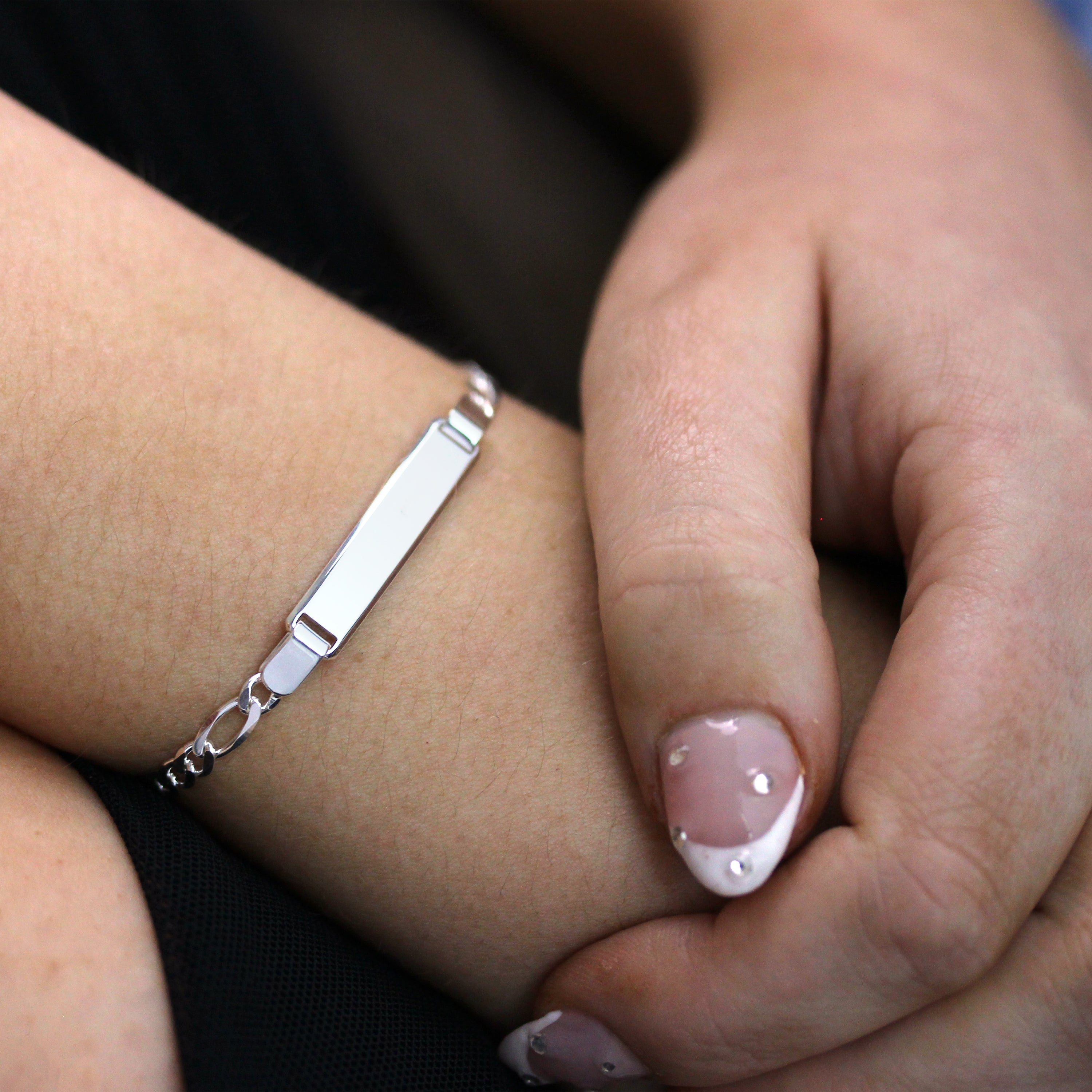 Sterlingsilber Figaro Namensschild Armband