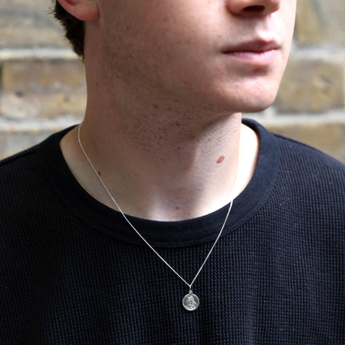 Personalisierte Sterling Silber St. Christopher Halskette