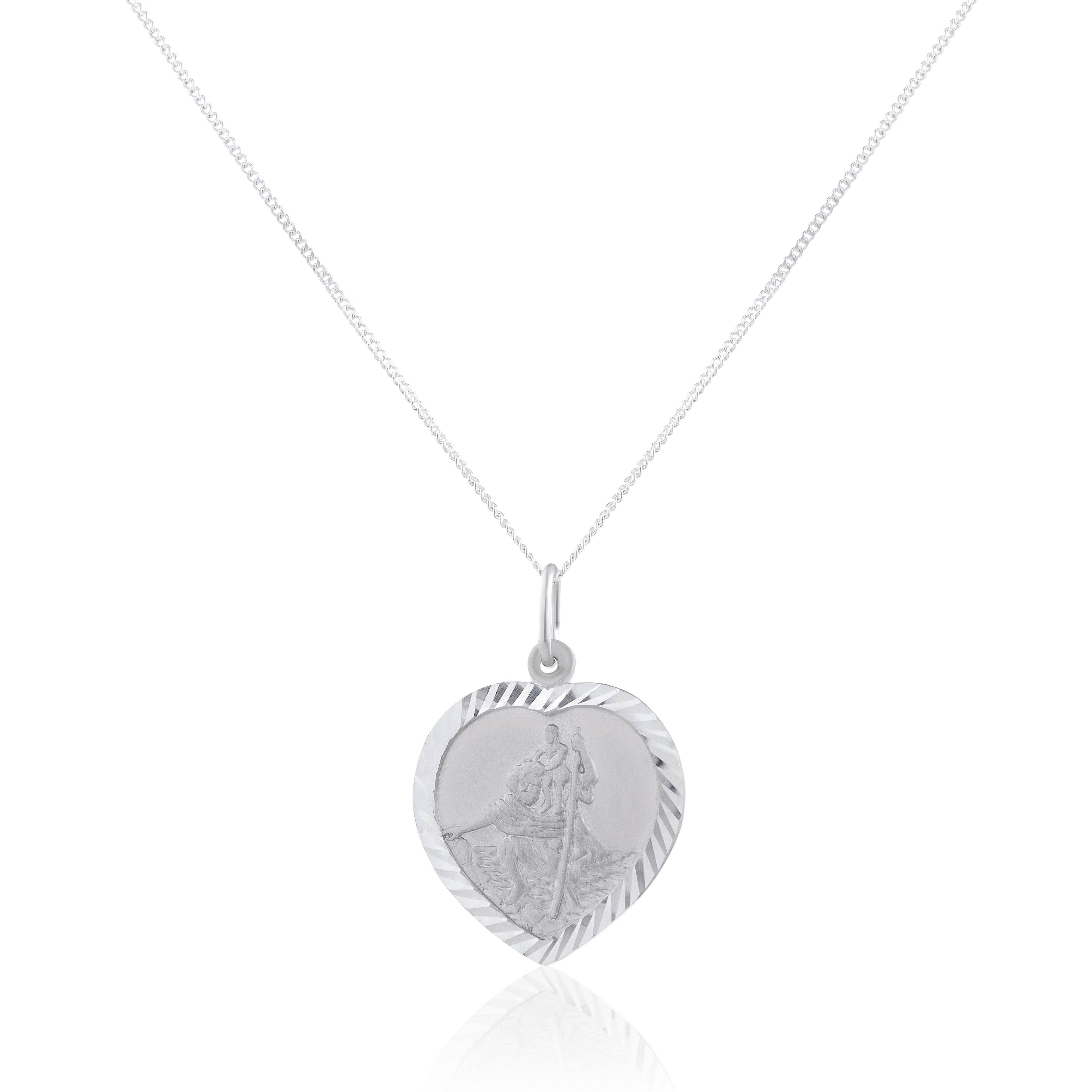 Personalisiert Sterlingsilber St. Christophorus Herz Halskette - 40,5 - 56 cm