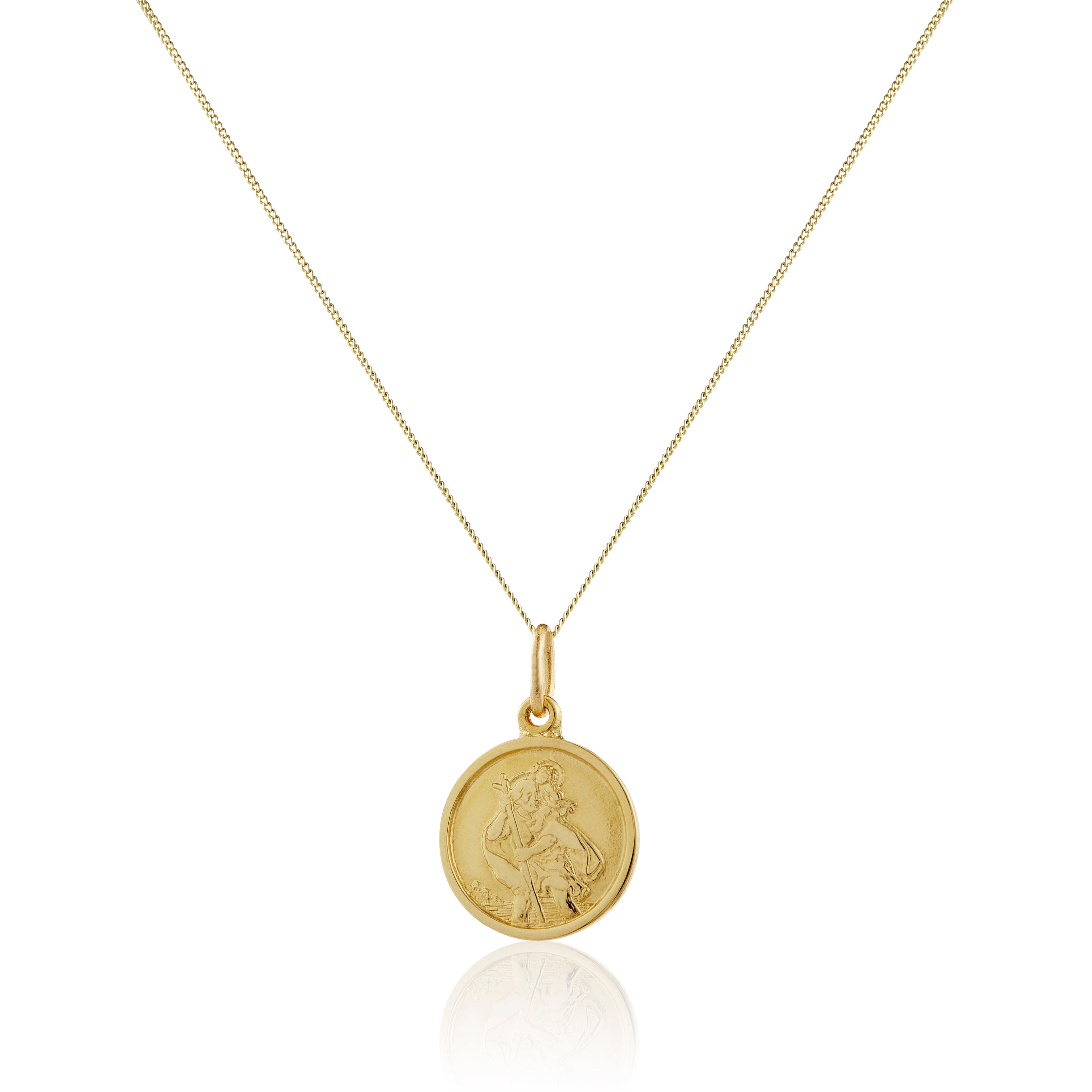 Personalisierte Halskette aus 9 Karat Gold mit St. Christopher