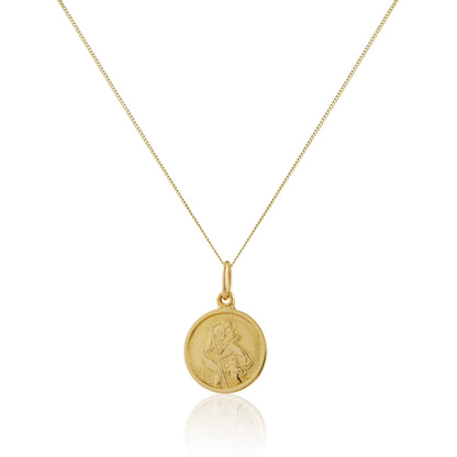 Personalisierte Halskette aus 9 Karat Gold mit St. Christopher