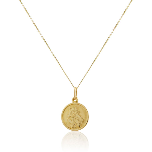 Personalisierte Halskette aus 9 Karat Gold mit St. Christopher
