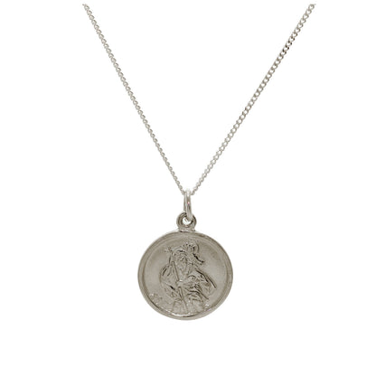 Personalisierte 9 Karat Weißgold St. Christopher Halskette