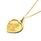 Personalisierte Halskette aus 9 Karat Gold mit St.-Christophorus-Herz, 40–45 cm