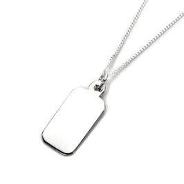 Rechteckiger Anhänger aus Sterlingsilber zum Gravieren – 40–56 cm