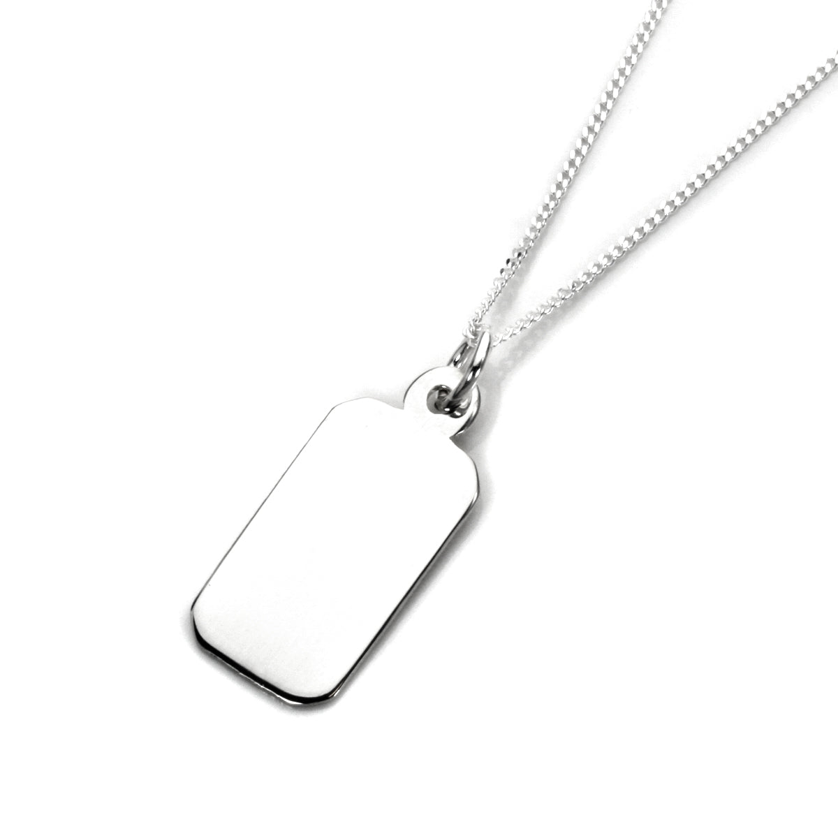 Rechteckiger Anhänger aus Sterlingsilber zum Gravieren – 40–56 cm