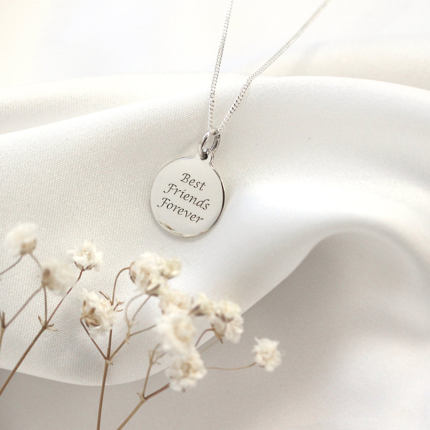 Sterling Silber Gravierbarer runder Anhänger - 16 - 22 Zoll