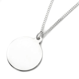 Großer gravierbarer runder Anhänger aus Sterlingsilber – 40–60 cm