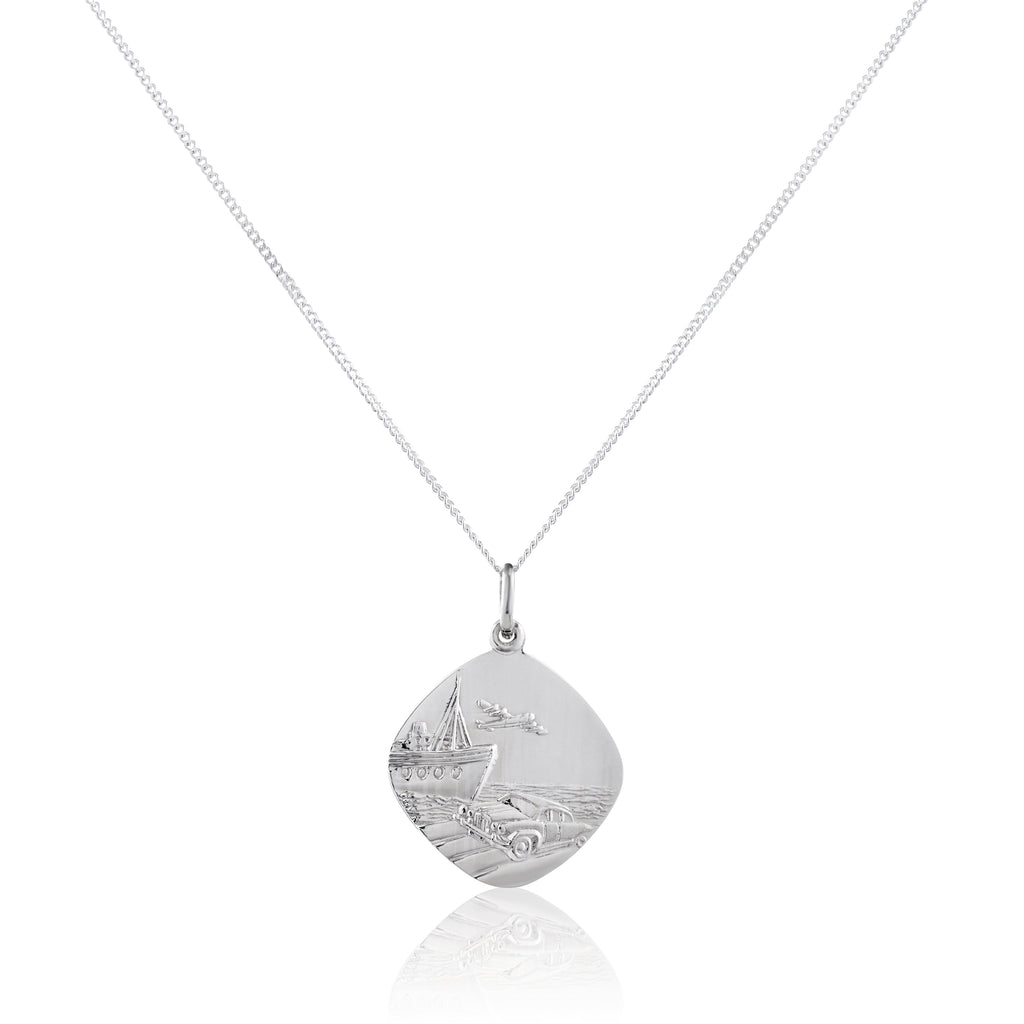 Sterlingsilber Groß Umkehrbar Quadrat St. Christophorus Anhänger - 40,5 - 61 cm