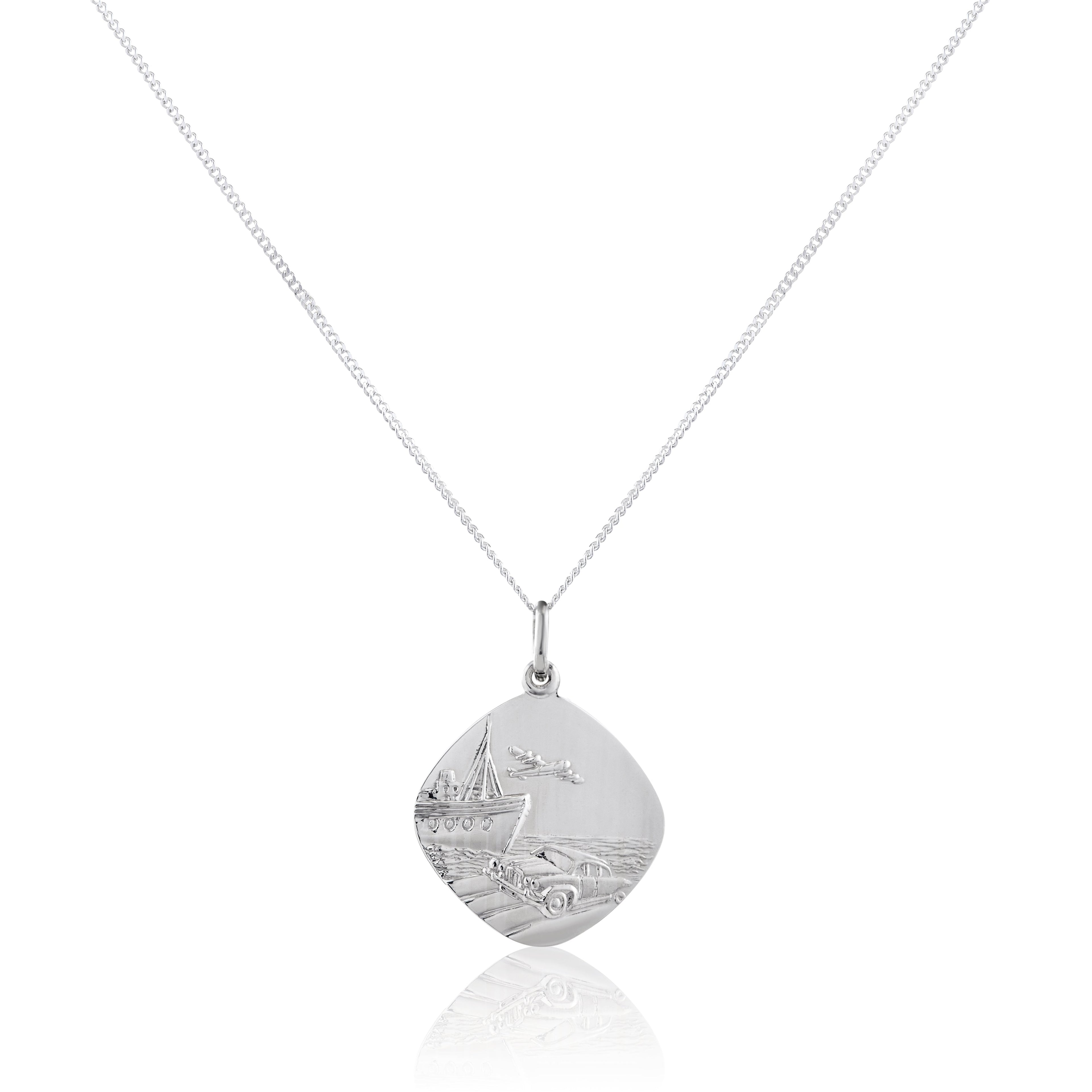 Sterlingsilber Groß Umkehrbar Quadrat St. Christophorus Anhänger - 40,5 - 61 cm