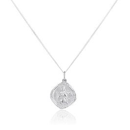 Halskette aus Sterlingsilber mit mittelgroßem, wendbarem, quadratischem St.-Christophorus-Anhänger, 40–56 cm