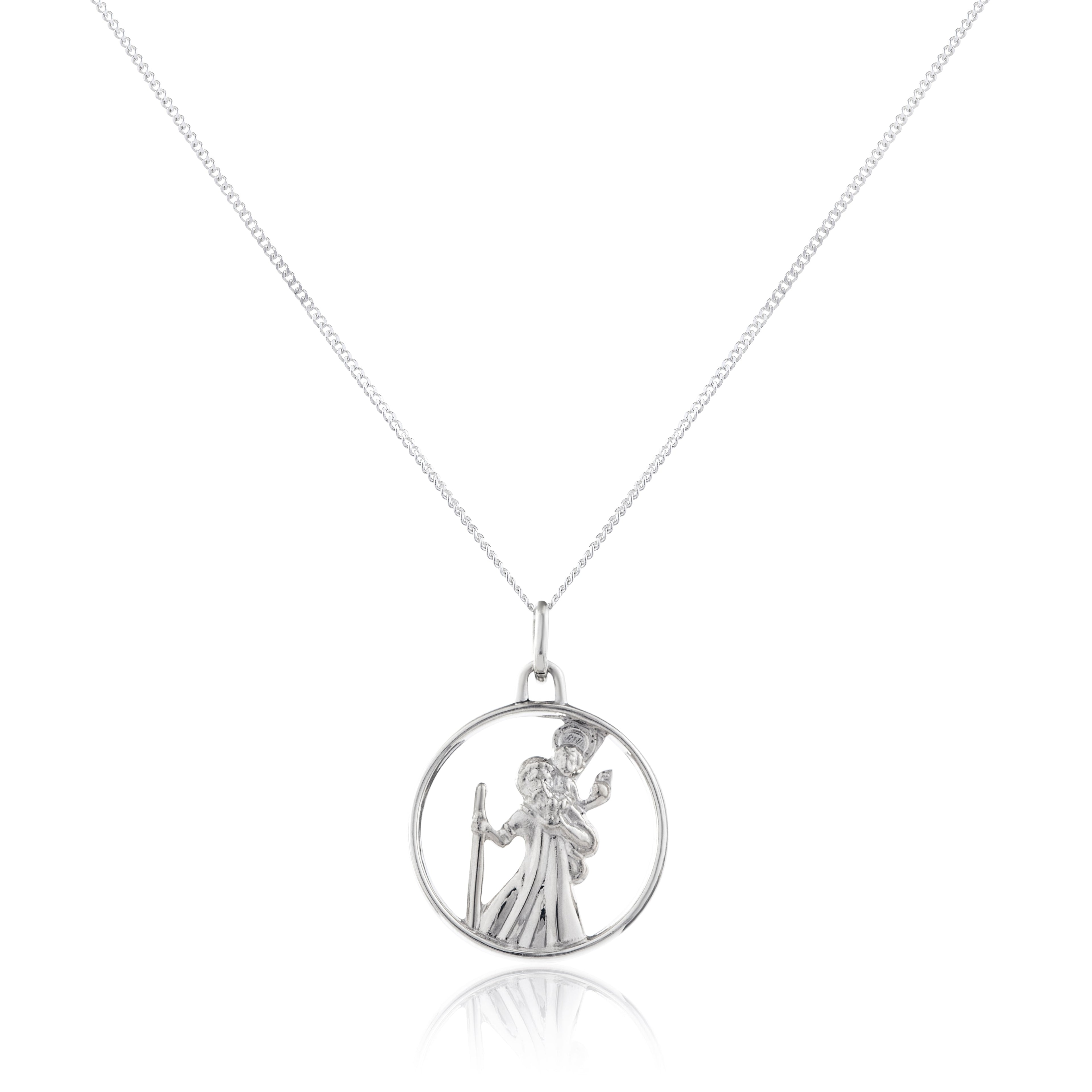 Sterlingsilber Offen St. Christophorus Anhänger - 40,5 - 56 cm