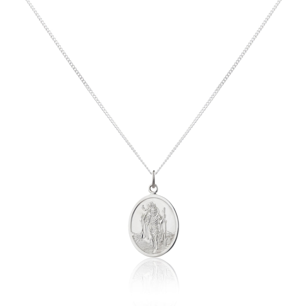 Sterlingsilber Oval St. Christophorus Anhänger - 40,5 - 61 cm
