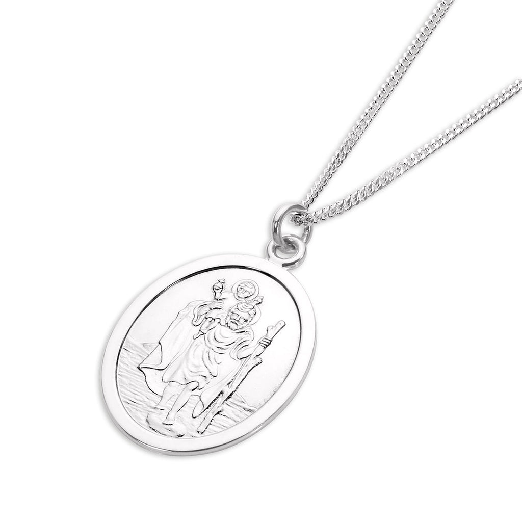 Sterlingsilber Oval St. Christophorus Anhänger - 40,5 - 61 cm
