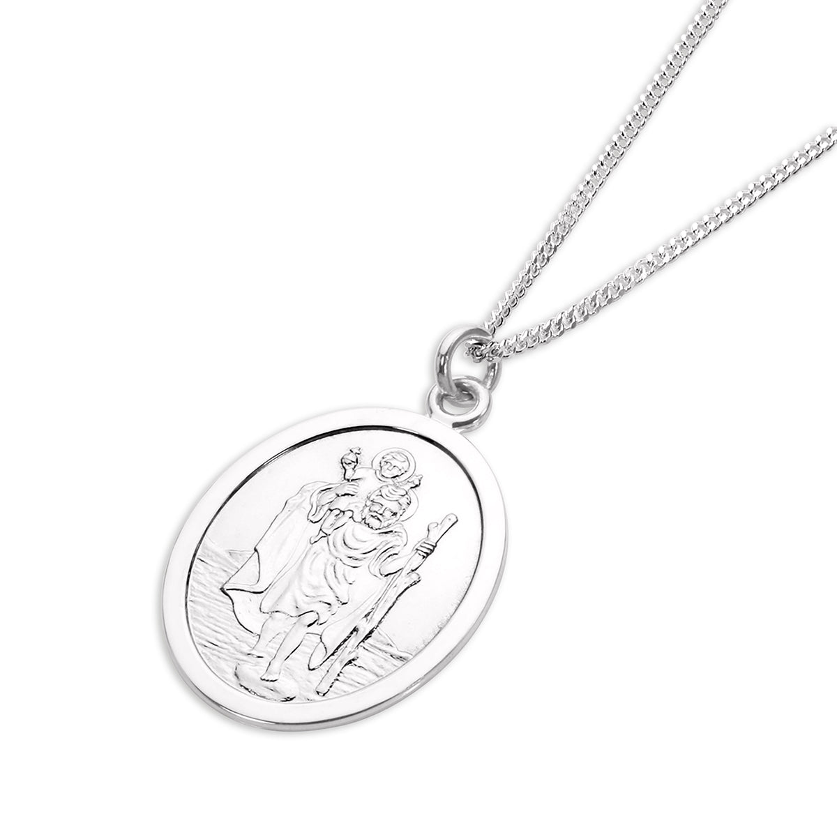 Sterlingsilber Oval St. Christophorus Anhänger - 40,5 - 61 cm