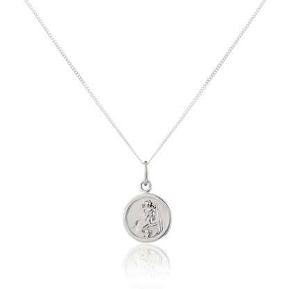 Kleiner runder Anhänger mit Heiligen Christophorus aus Sterlingsilber