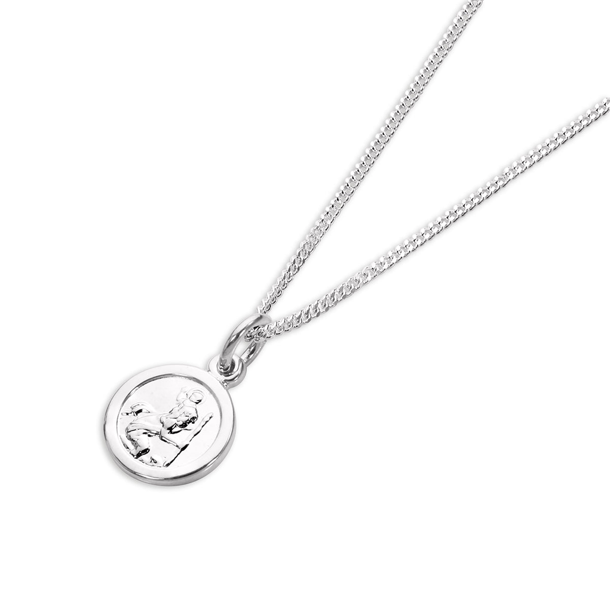 Kleiner runder Anhänger mit Heiligen Christophorus aus Sterlingsilber