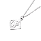 Kleiner quadratischer Anhänger mit Heiligen Christophorus aus Sterlingsilber