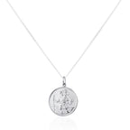 Großer runder Anhänger „Heiliger Christophorus“ aus Sterlingsilber – 16–24 Zoll