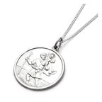 Großer runder Anhänger „Heiliger Christophorus“ aus Sterlingsilber – 16–24 Zoll