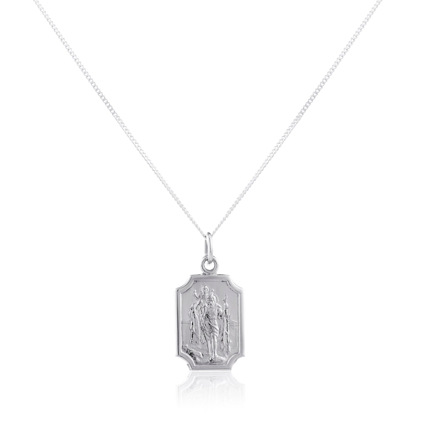 Kleiner Anhänger aus Sterlingsilber mit Heiligen-Christophorus-Plakette – 16–22 Zoll