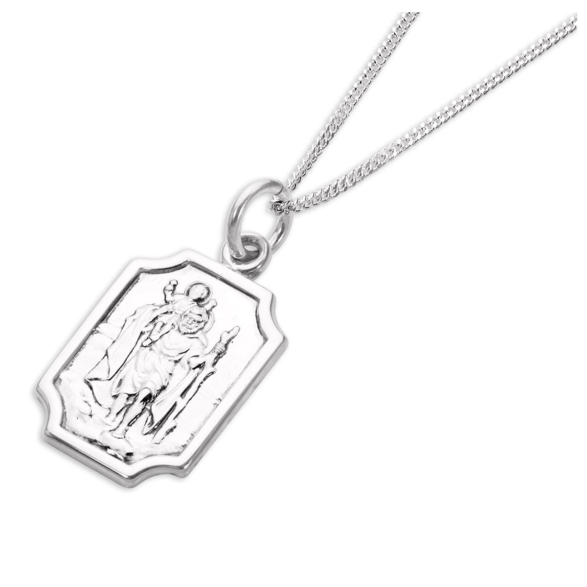 Kleiner Anhänger aus Sterlingsilber mit Heiligen-Christophorus-Plakette – 16–22 Zoll