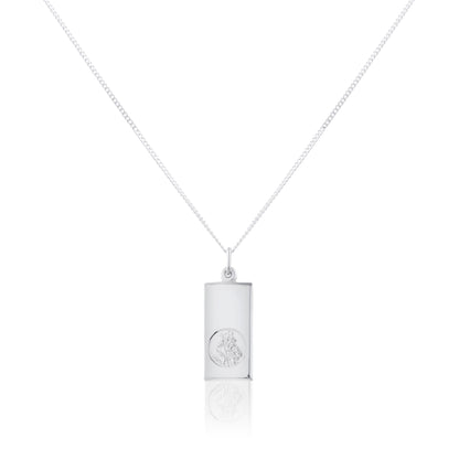 Sterling Silber großer moderner Saint Christopher Anhänger - 16 - 24 Zoll