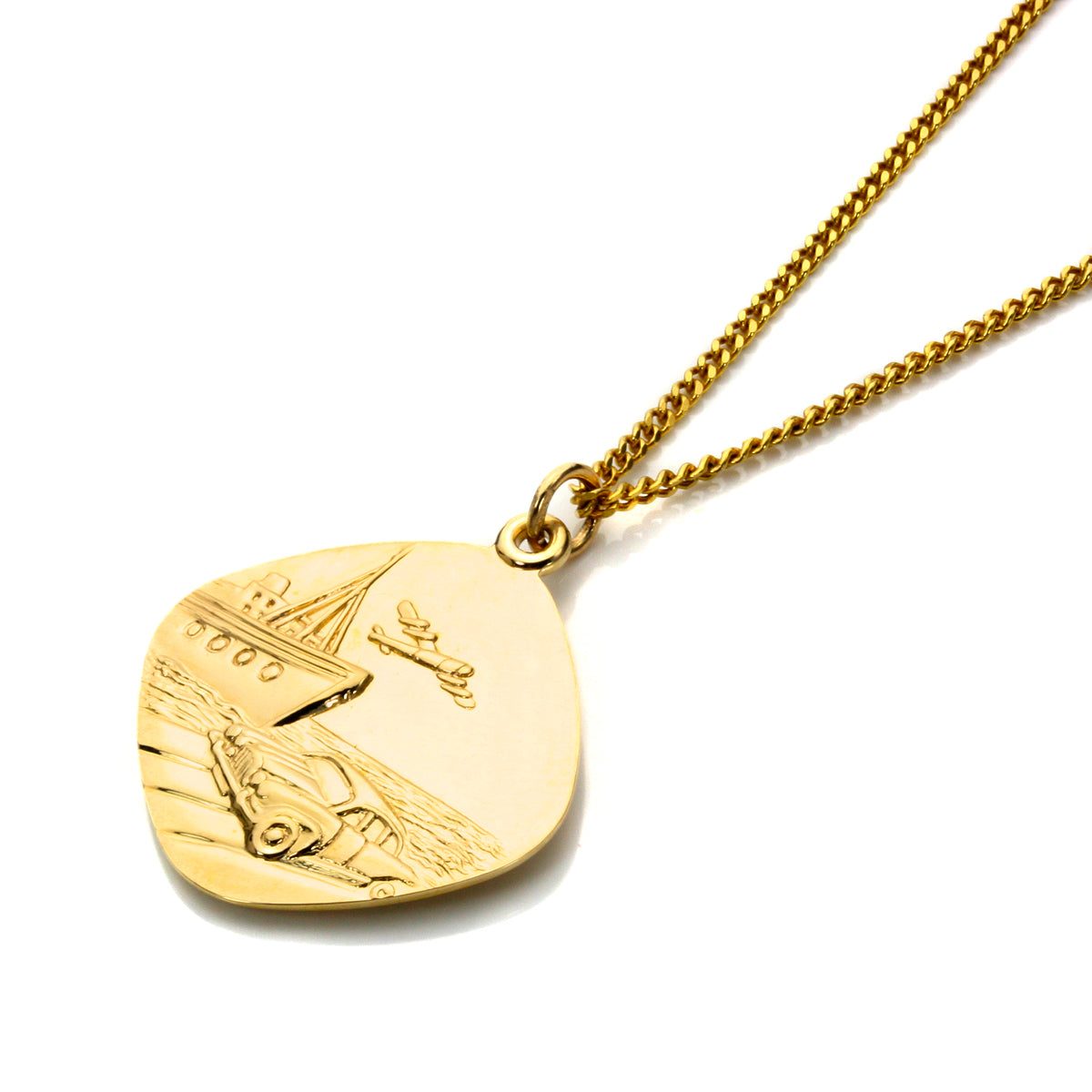 Großer, wendbarer quadratischer Anhänger mit Heiligen Christophorus aus 9 Karat Gold, 40–50 cm