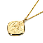 Großer quadratischer Christophorus-Anhänger aus 9 Karat Gold, wendbar, 45 - 50 cm