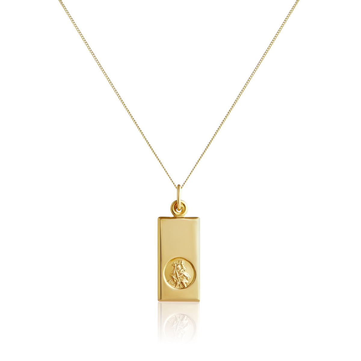 Moderner Anhänger mit Heiligen Christophorus aus 9 Karat Gold – 40–45 cm