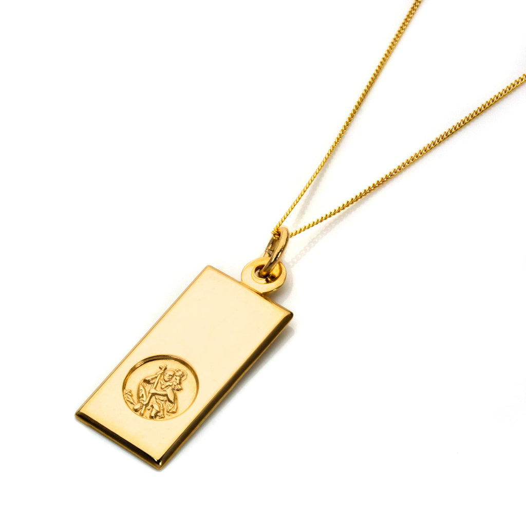 Moderner Anhänger mit Heiligen Christophorus aus 9 Karat Gold – 40–45 cm