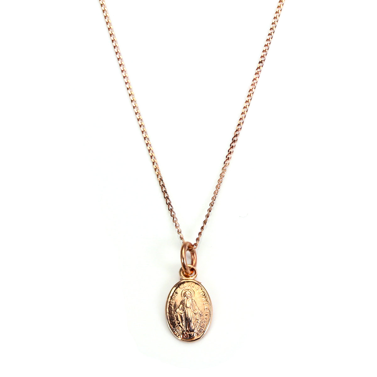 9 Karat Roségold Wundertätige Medaille Halskette