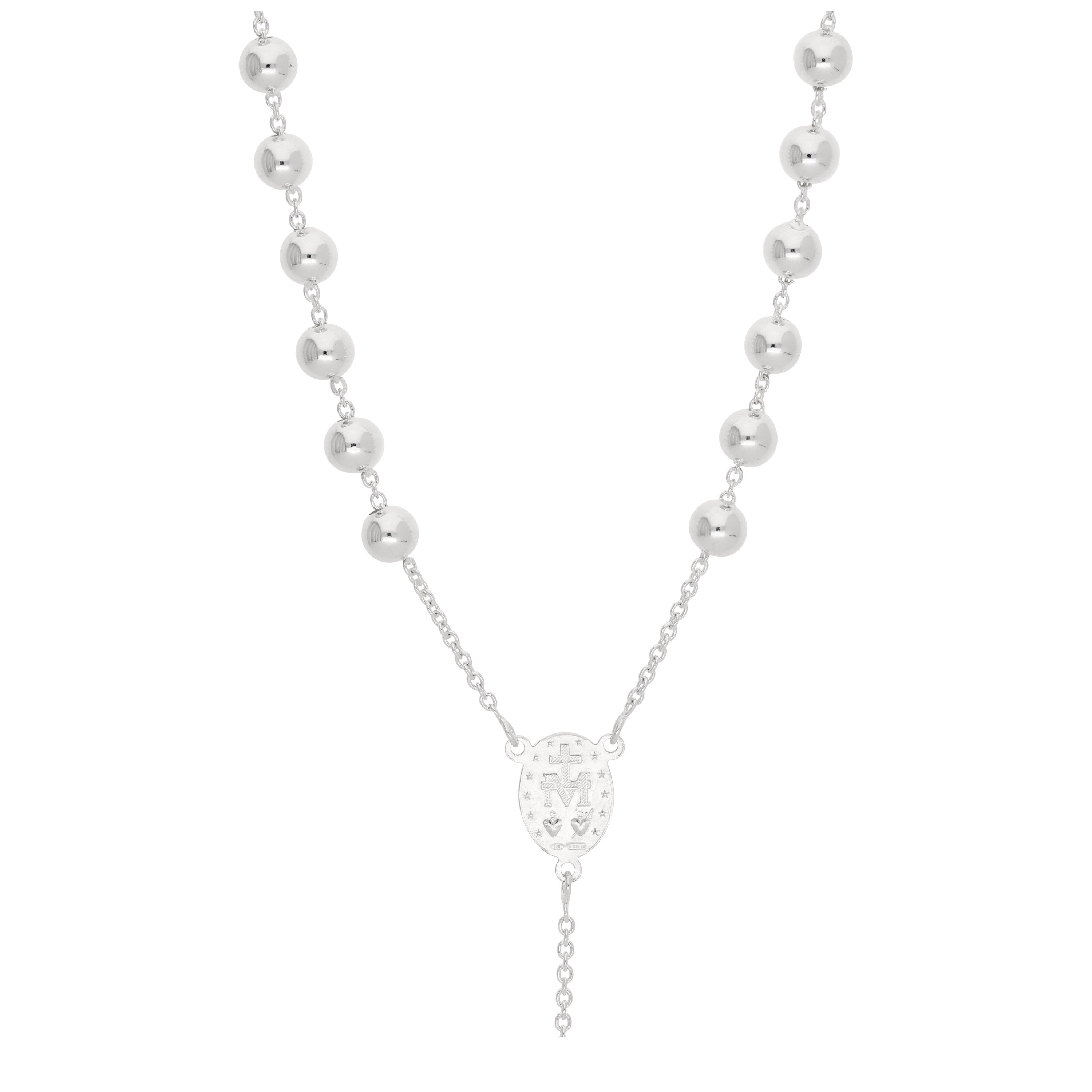 Schwer Sterlingsilber Rosenkranz Halskette