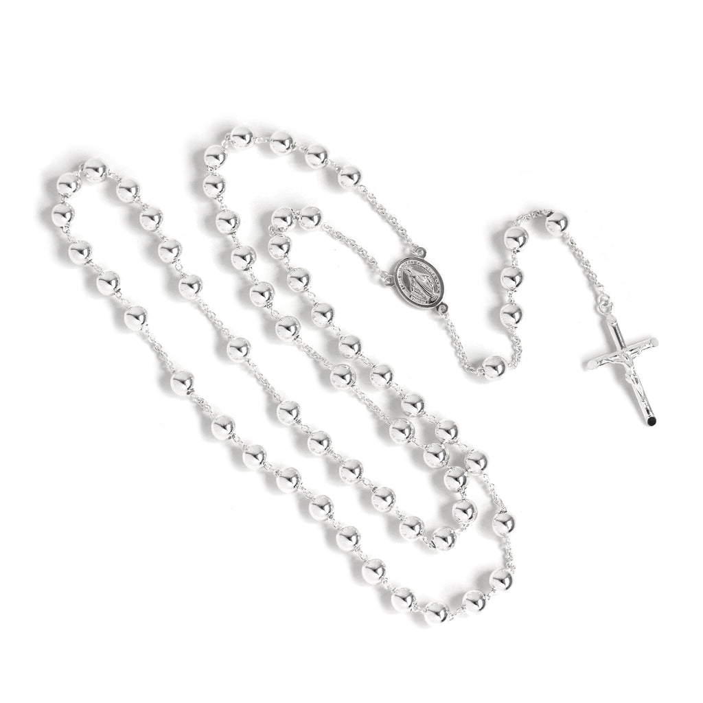 Schwer Sterlingsilber Rosenkranz Halskette