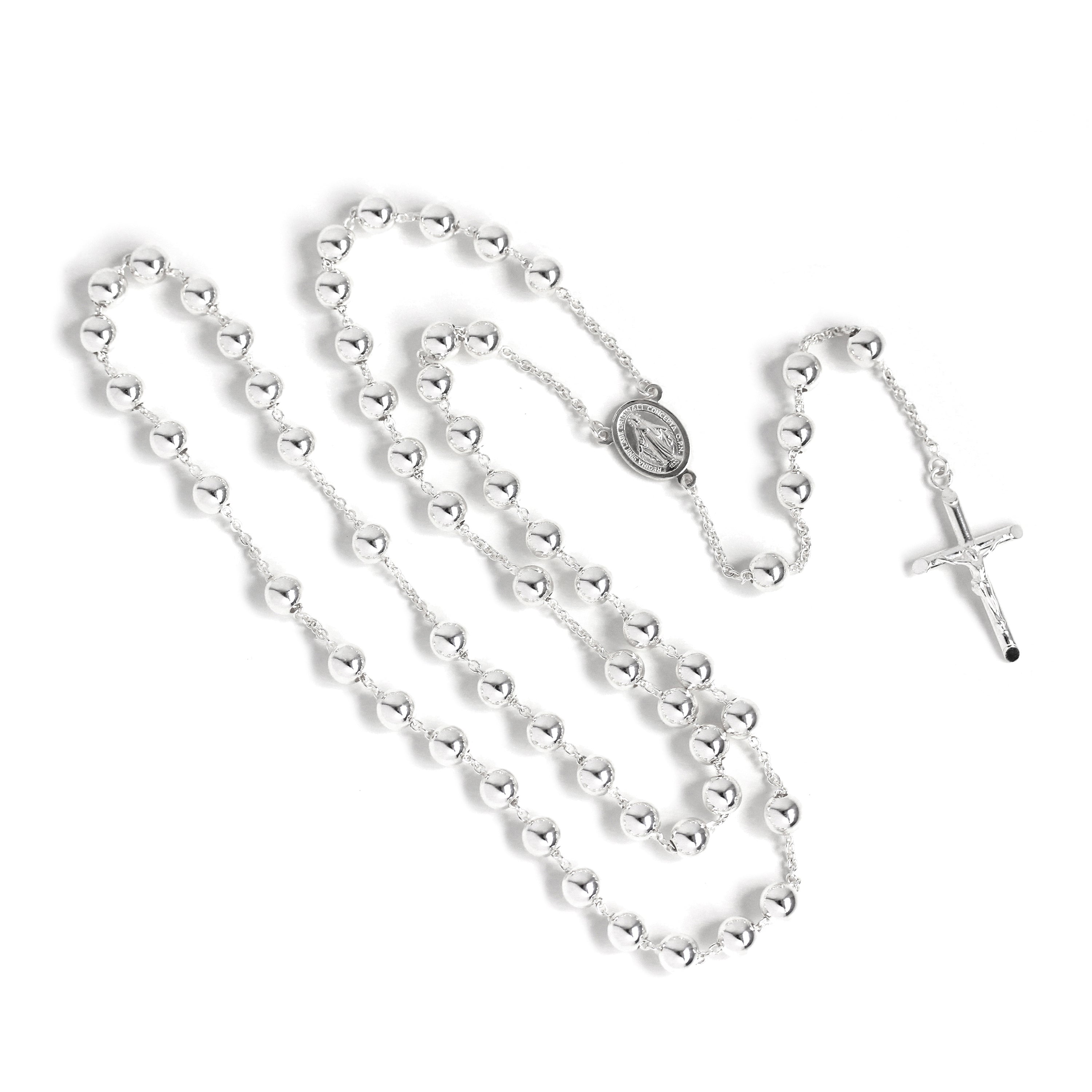 Schwer Sterlingsilber Rosenkranz Halskette