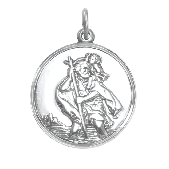 Sterlingsilber Christophorus Anhänger - Poliert oder Mattiert