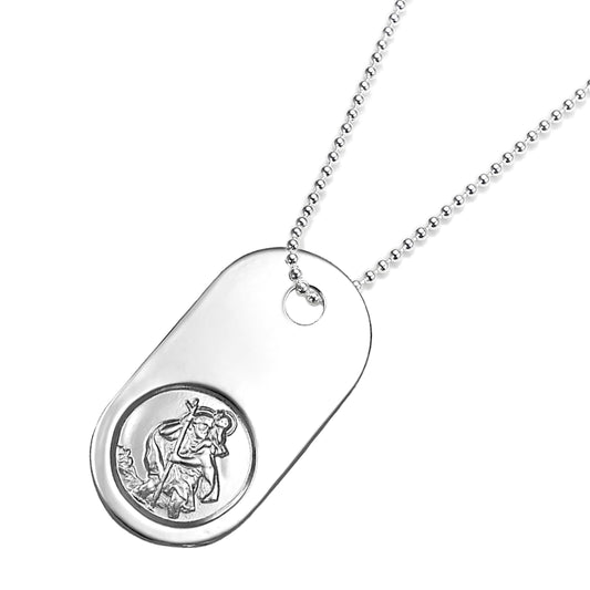 Sterlingsilber-Dog-Tag mit St. Christopher