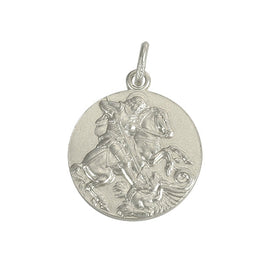 Sterlingsilber Groß Rund Heiliger Georg Medaille 