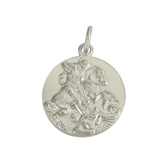 Sterlingsilber Groß Rund Heiliger Georg Medaille 