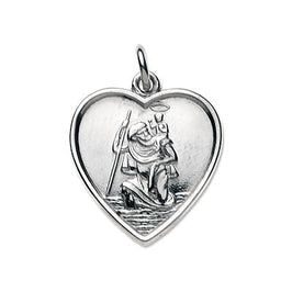 Sterlingsilber St. Christophorus Geprägt Herz Anhänger