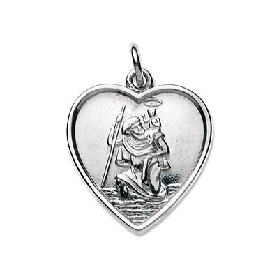 Sterlingsilber St. Christophorus Geprägt Herz Anhänger