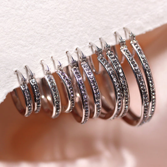 Sterling Silber Pave-Kristall-Ohrringe