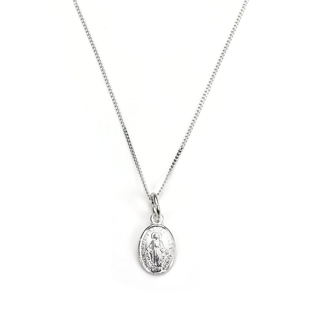 Anhänger aus 9 Karat Weißgold mit Wundertätiger Madonna-Medaille