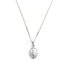 9 Karat Weißgold Miraculous Mary Medaillon Anhänger