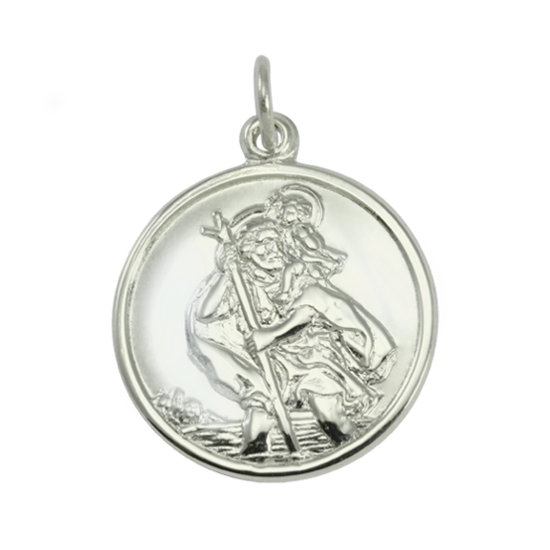 9 Karat Weißgold St. Christophorus Anhänger Einfache Rückseite