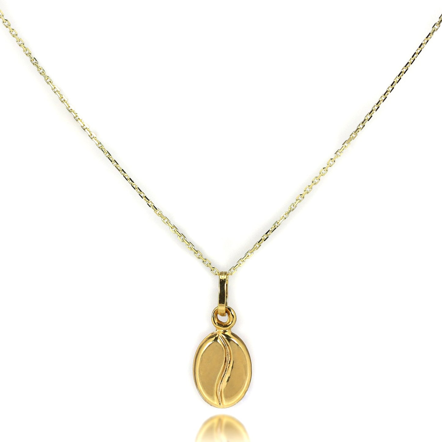 Halskette mit Kaffeebohne aus 9 Karat Gold – 16–20 Zoll