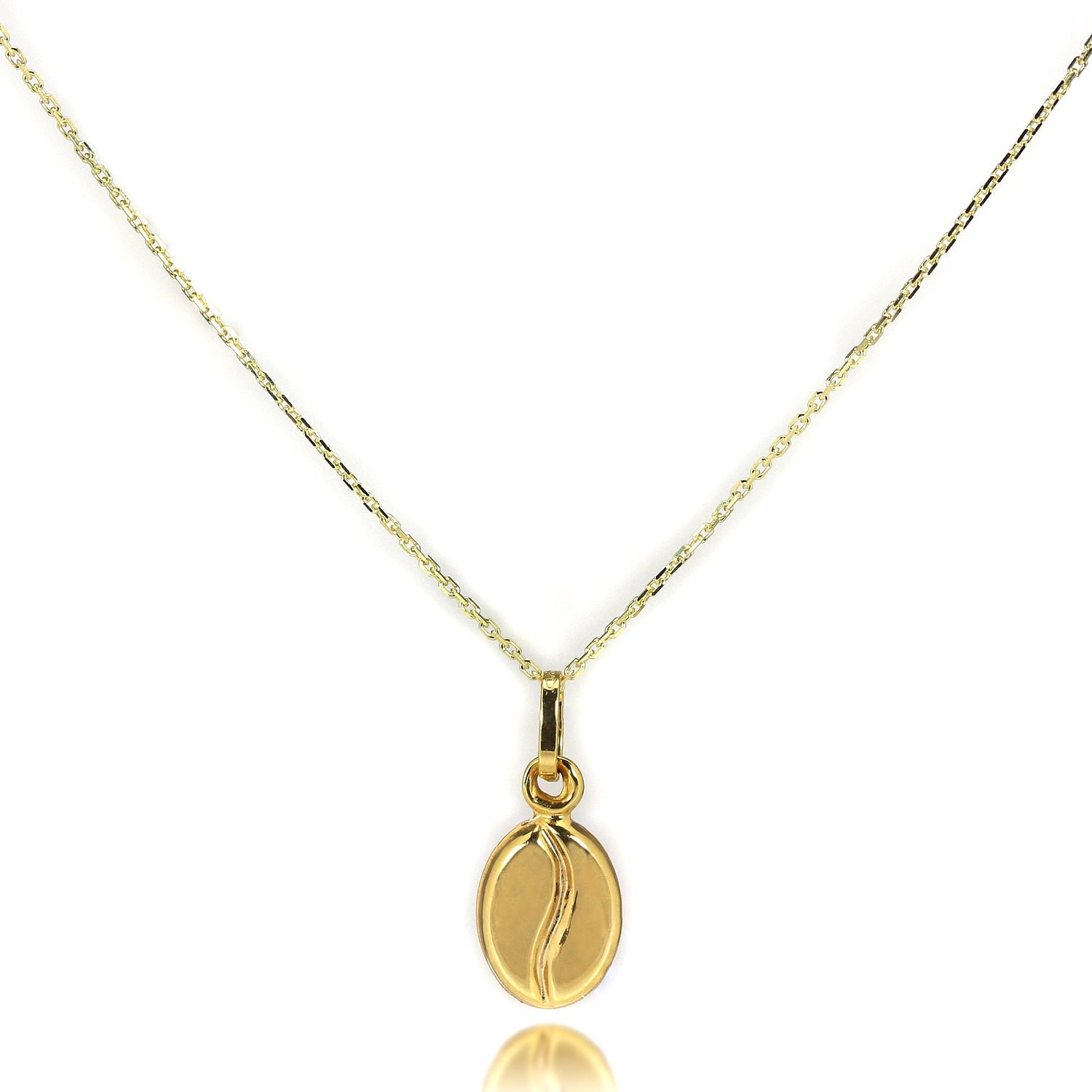 Halskette mit Kaffeebohne aus 9 Karat Gold – 16–20 Zoll