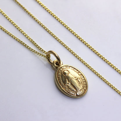 Halskette mit Miraculous Mary-Medaille aus 9 Karat Gold