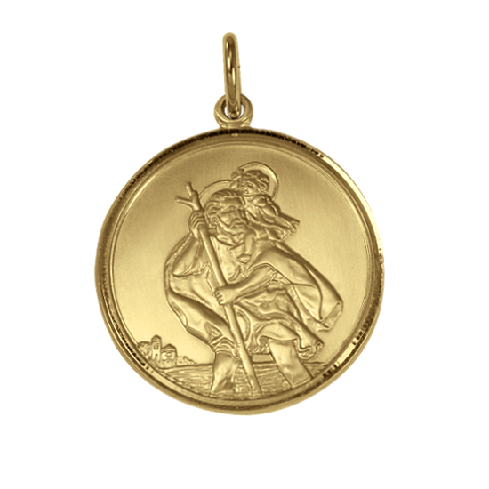 Christophorus-Anhänger aus Gold, poliert oder matt